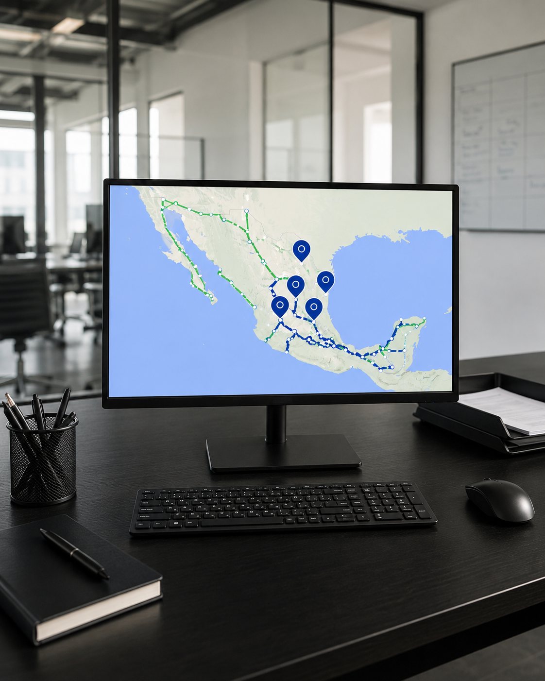 Mapa de la cobertura nacional de Freji en pantalla